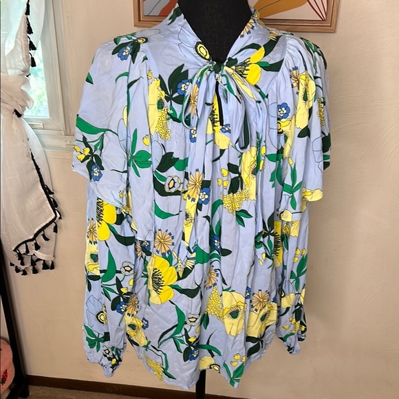 INC International Concepts Mabel Bouquet Floral Ruffled Blouse Size XL - Picture 7 of 8